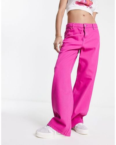 Monki – naoki – locker geschnittene jeans - Pink
