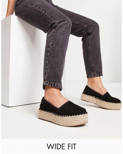 ASOS Wide Fit Journal Flatform Espadrilles - Gray