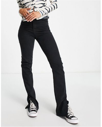 WÅVEN Jeans skinny a vita alta con spacco, colore - Nero