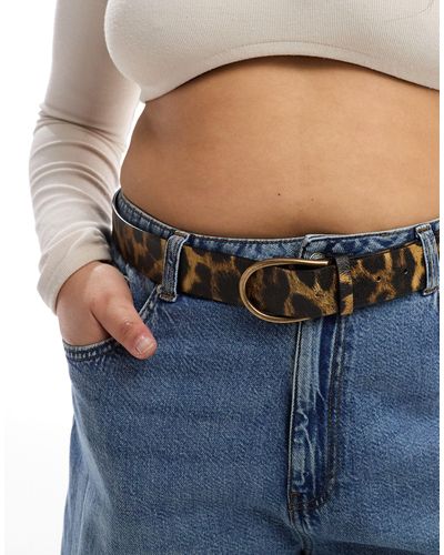 ASOS Asos design curve - cintura da jeans per vita e fianchi leopardata con fibbia a mezzaluna - Blu