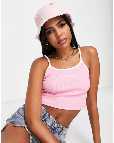 Pull&Bear Los Angeles Cropped Top - Pink