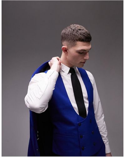 TOPMAN Skinny Suit Wedding Waistcoat - Blue