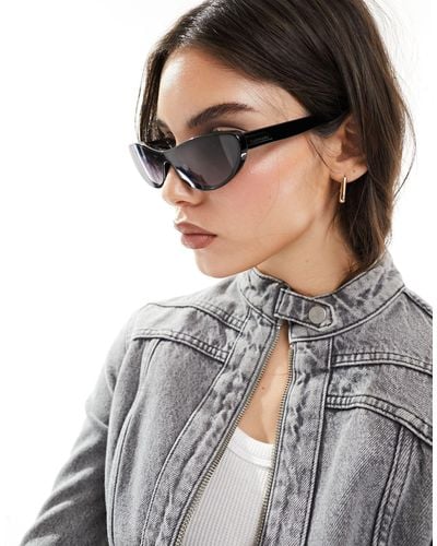 Quay Quay X Guizio Slate Slim Cateye Sunglasses - Grey