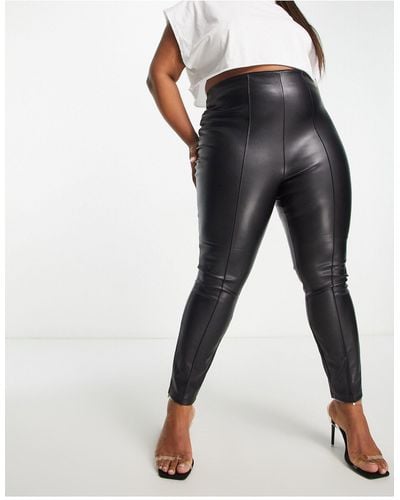 ASOS Curve – stretch-zigarettenlose aus kunstleder - Schwarz