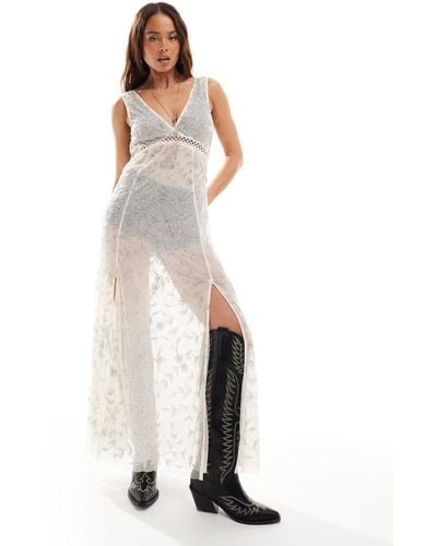 Miss Selfridge Festival Embellished Sheer Maxi Dress - White