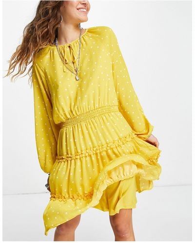 Vila Tiered Mini Dress - Yellow