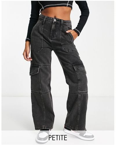 Miss Selfridge Petite – cargo-jeans mit weitem bein - Schwarz