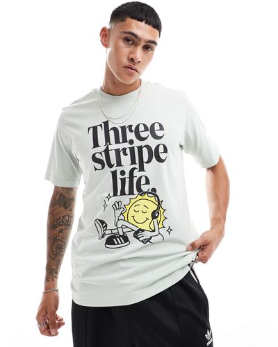 adidas Originals Adidas Training T-shirt With Three Stripe Life Graphic - White