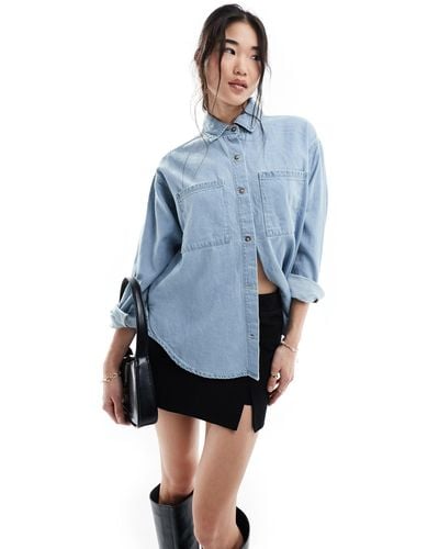 Abercrombie & Fitch – oversize-jeanshemd - Blau
