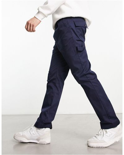 Le Breve Pantalones estilo carpintero con velcro en los bajos - Azul