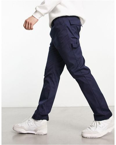 Le Breve Carpenter Trousers With Velcro Cuff - Blue