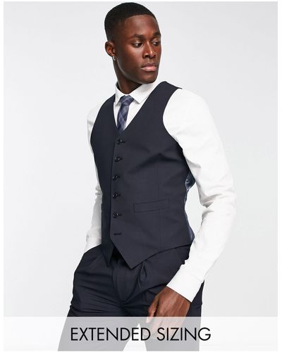 Noak 'camden' Slim Premium Fabric Suit Vest - Blue