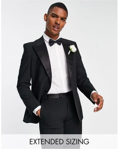Noak Skinny Premium Fabric Tuxedo Suit Jacket - White