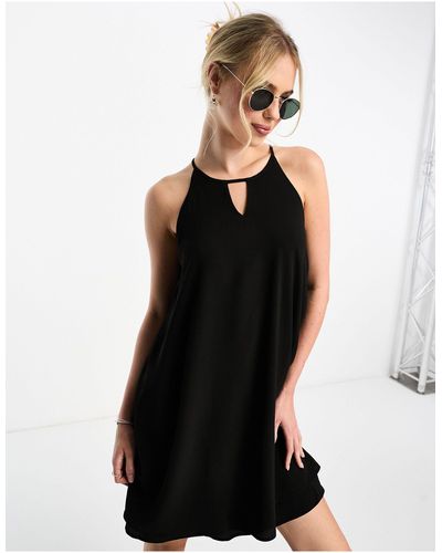 ONLY Swing Mini Dress With Keyhole Detail - Black