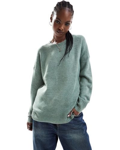 ONLY Longline Deep Cuff Sweater - Green