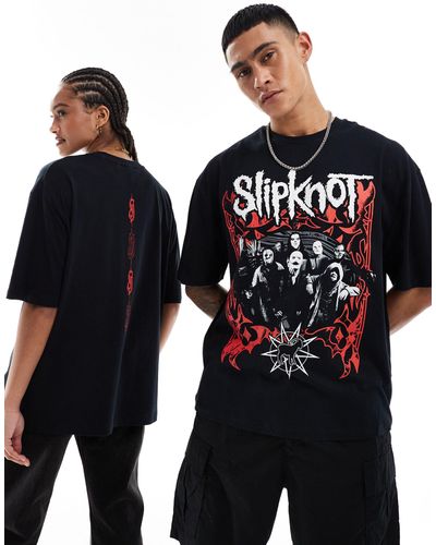 ASOS Unisex Oversized Graphic T-shirt With Slipknot Prints - Black