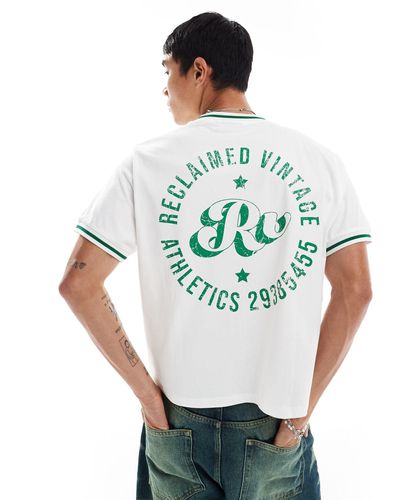 Reclaimed (vintage) T-shirt sportiva corta squadrata bianca - Grigio