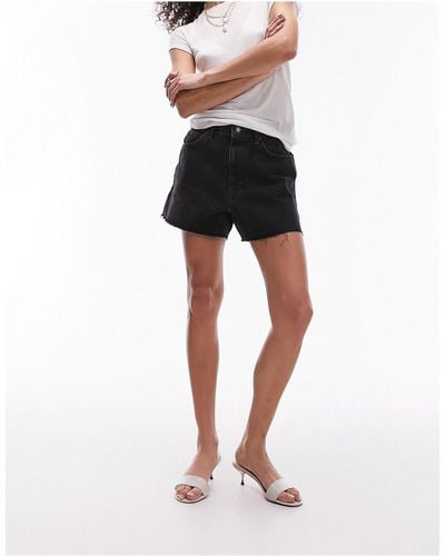 TOPSHOP Denim A-line Shorts - Black
