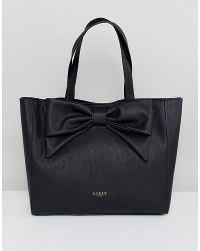 Lipsy Bow Shopper Bag In Black