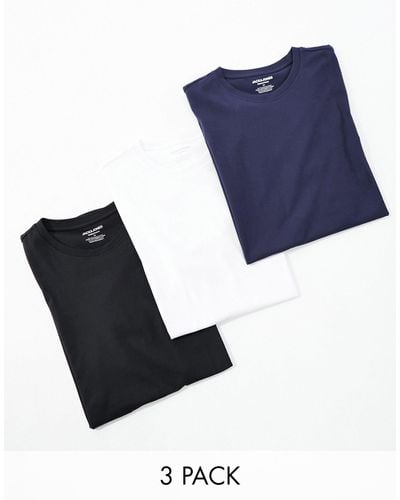 Jack & Jones Originals - Set Van 3 Lange T-shirts Met Ronde Zoom - Blauw