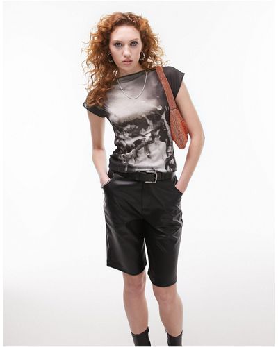 TOPSHOP T-shirt Van Mesh Met Gelicenseerde Museum Of Youth Culture- En Carnivalprint En Kapmouwtjes - Zwart