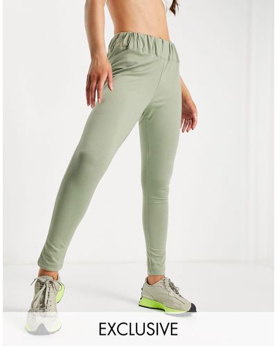 Missguided Leggings caquis con cinturilla elástica ancha - Verde