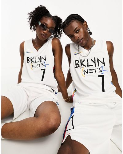 Nike Basketball Nba Brooklyn Nets Kevin Durant - Icon - Uniseks Swingman-hemd - Wit