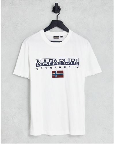 Napapijri S-ayas - T-shirt Met Logoprint - Wit