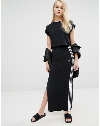 adidas Originals Maxi Skirt With 3 Stripes - Black