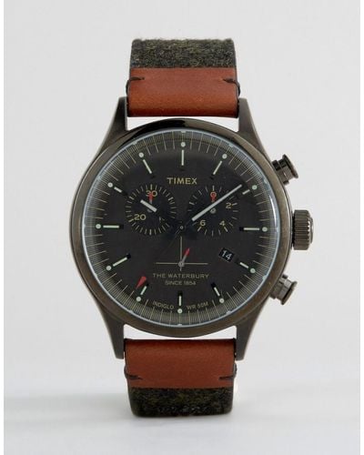 Timex Waterbury Chronograph Tweed Watch - Grey