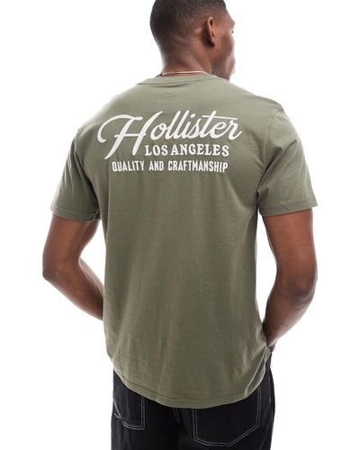Hollister T-shirt verde oliva con stampa sul retro - Grigio