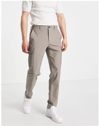 SELECTED Slim Tapered Cargo Trousers - Brown