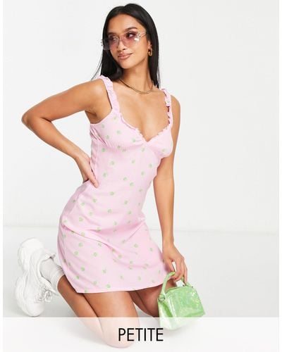 Noisy May Ruffle Strap Mini Slip Dress - Pink