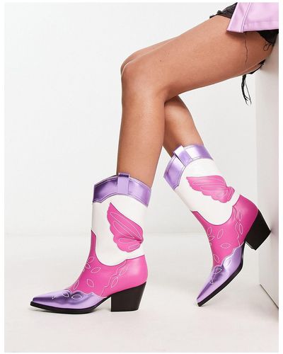 Public Desire Exclusive Howdy Western Boots - Pink