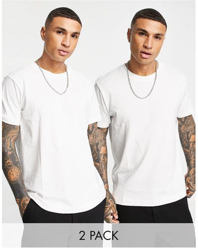 Weekday Confezione risparmio da 2 t-shirt comode bianche - Bianco