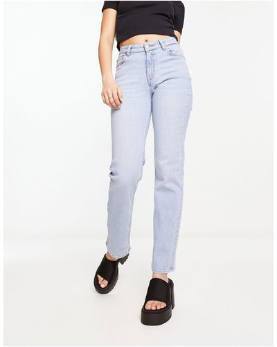 Weekday – twig – stretch-jeans mit geradem bein, mittelhohem bund und v-förmigem bund - Blau