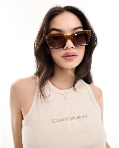 ASOS Beveled Square Sunglasses - Natural