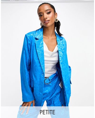 Y.A.S Petite – eleganter blazer aus ausbrennersamt, kombiteil - Blau