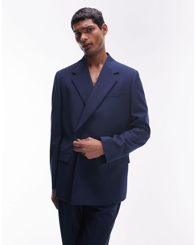 TOPMAN Modern Fit Suit Jacket - Blue