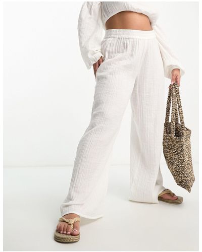 ASOS Asos Design Curve Wide Leg Beach Trousers - White