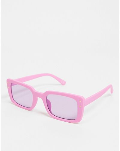 ASOS Mid Square Sunglasses With Metal Stud Detailing - Pink