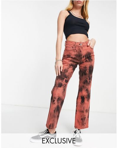 Collusion X005 - Rechte Jeans Met Halfhoge Taille - Rood