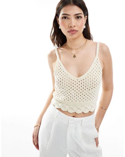 Vero Moda Crochet Cami Crop Top - White