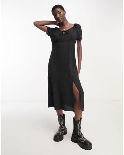 ONLY Puff Sleeve Milkmaid Maxi Dress - Black