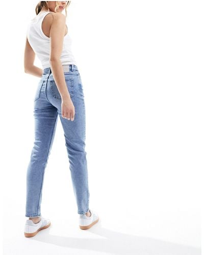 Pieces Bella High Waisted Tapered Ankle Jeans - Blue