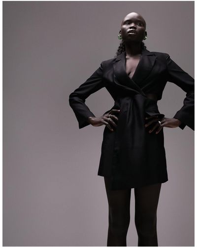 Topshop Unique Twist Blazer Dress With Cut Out - Black