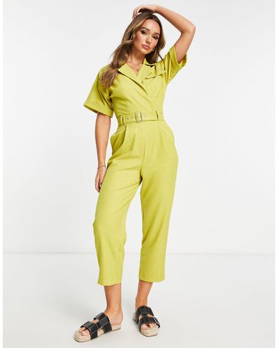 ASOS Tux Belted Jumpsuit - Yellow