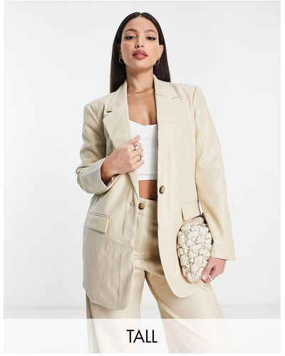 Vero Moda Tailored Leather Look Suit Blazer Co-ord - Natural