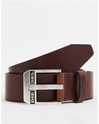 DIESEL Leren Riem Met Gesp En Logo - Bruin