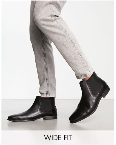 Red Tape Wide Fit Leather Formal Chelsea Boots - Grey